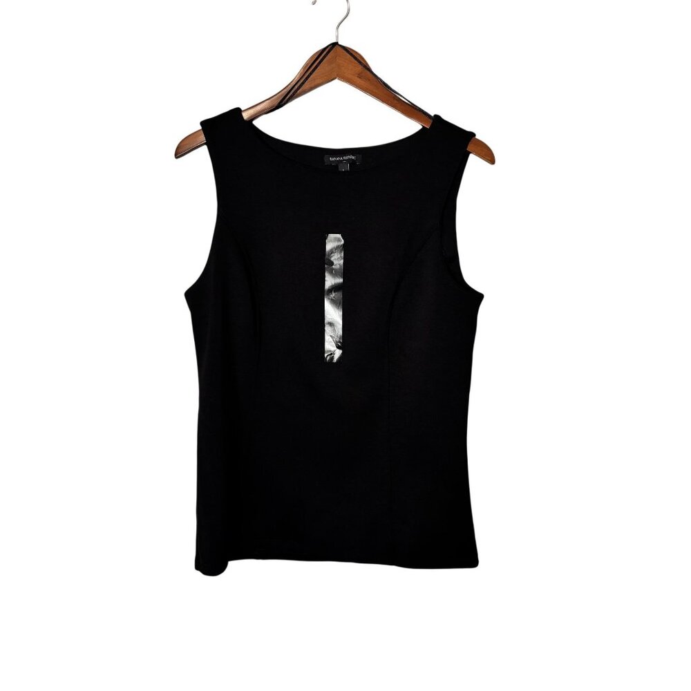 Banana Republic Br Black Scuba Boat-Neck Shell Size Large